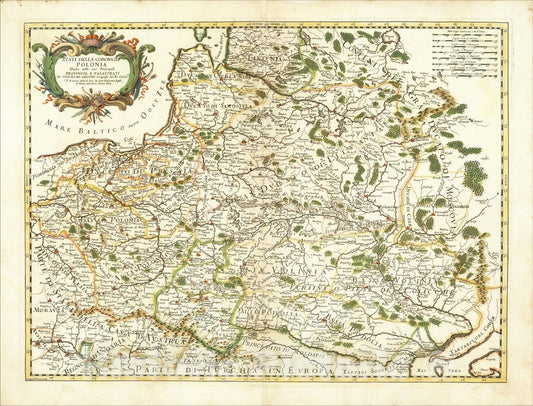 Historic Map : Stati Della Corona Di Polonia Divisa nelle sue Principali Provincie, e Palatinati Da Guglielmo Sansone Geografo, 1678, Giacomo Giovanni Rossi, Vintage Wall Art