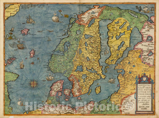Historic Map : Septentrionaliu Regionum Suetiae Gothiae Norvegiae Daniae et terrarum adicentium recens exacta, 1593, Gerard de Jode, Vintage Wall Art