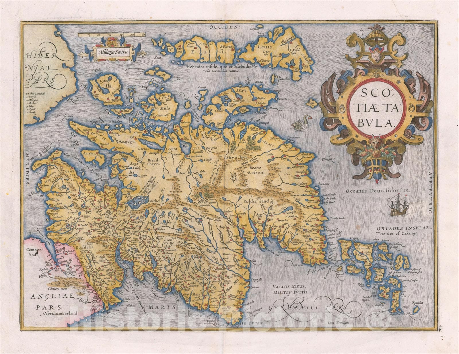 Historic Map : Scotiae Tabula, c1584, Abraham Ortelius, Vintage Wall Art