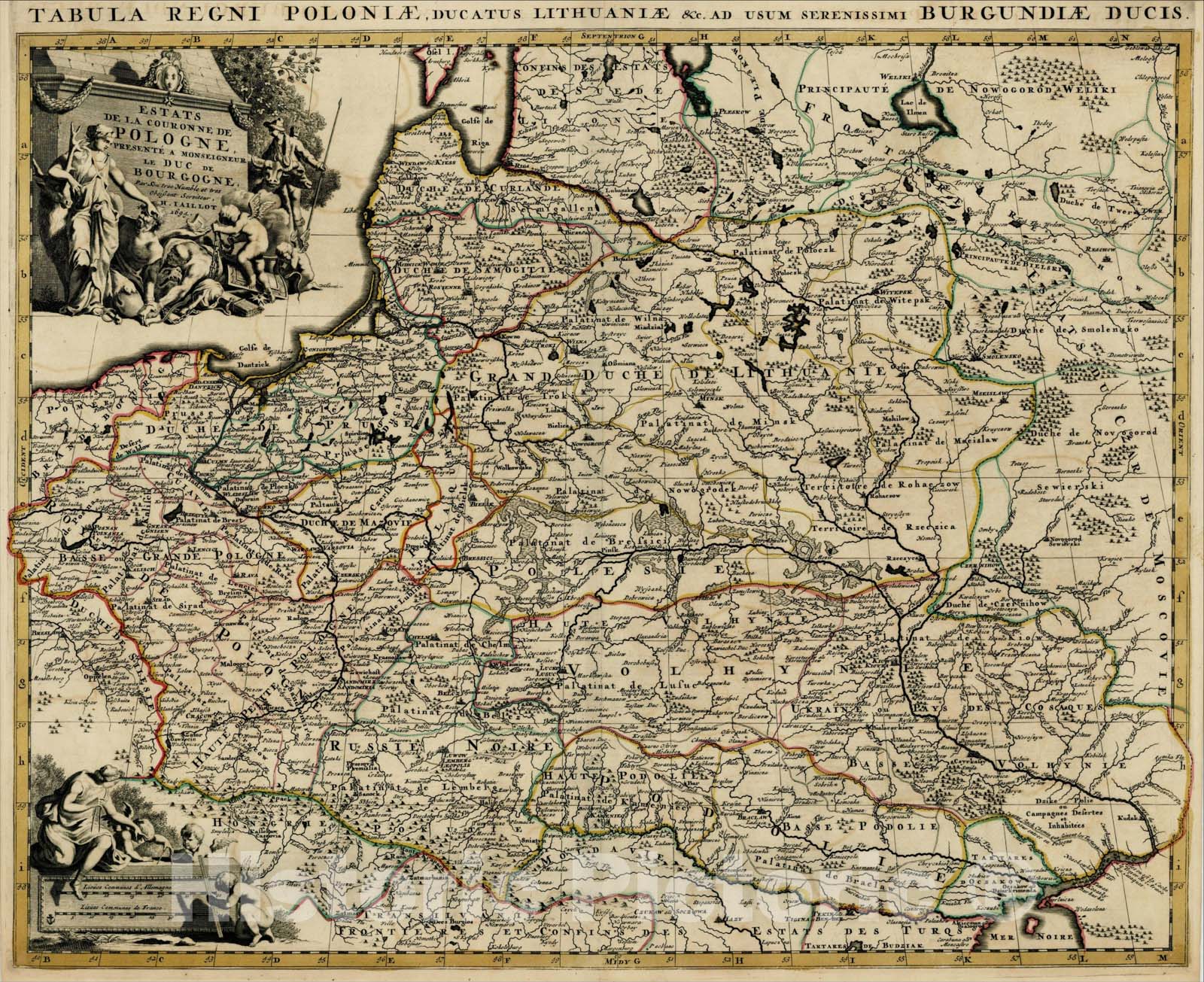 Historic Map : Estats De La Couronne De Pologne presente a Monseigneur Le Duc De Bourgogne 1694, 1694, Alexis-Hubert Jaillot, Vintage Wall Art