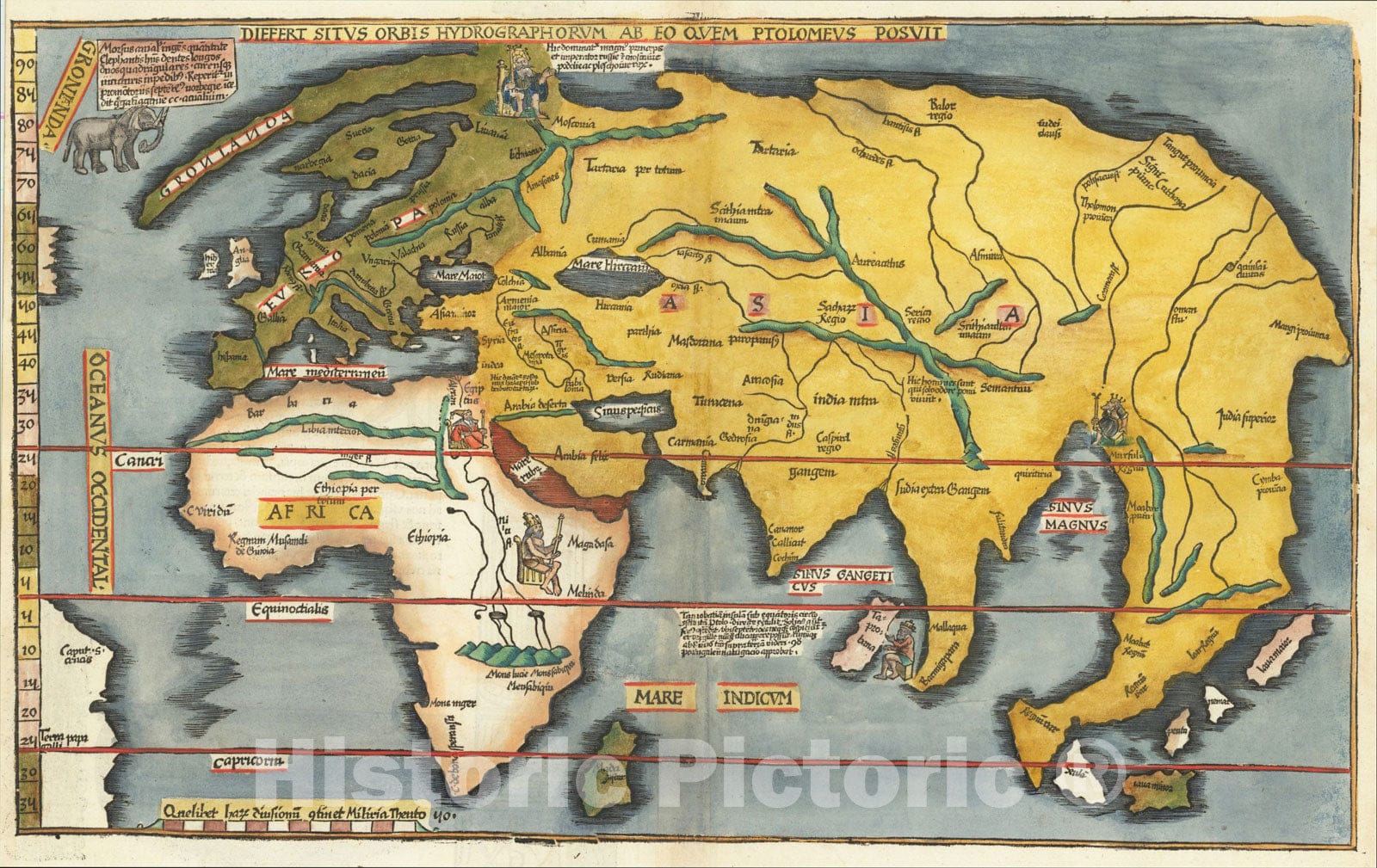 Historic Map : Diefert Situs Orbis Hydrographorum ab eo quem Ptolomeus Posuit, 1529, Lorenz Fries, v1, Vintage Wall Art