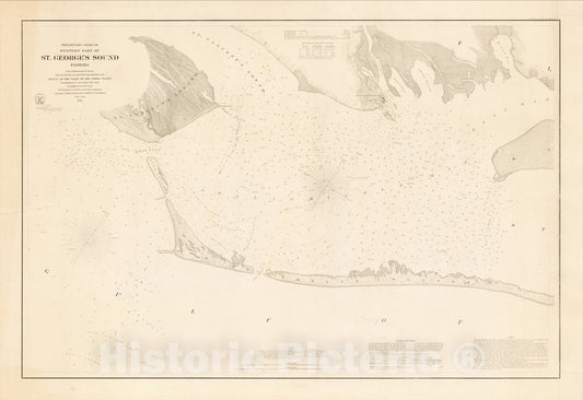 Historic Map : Preliminary Chart of Western Part of St. George's Sound Florida From a Trigonometrical Survey, 1860, 1860, United States Coast Survey, Vintage Wall Art