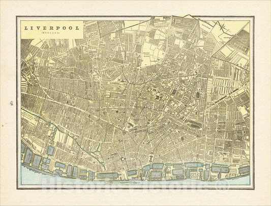 Historic Map : Liverpool (England), 1895, George F. Cram, Vintage Wall Art