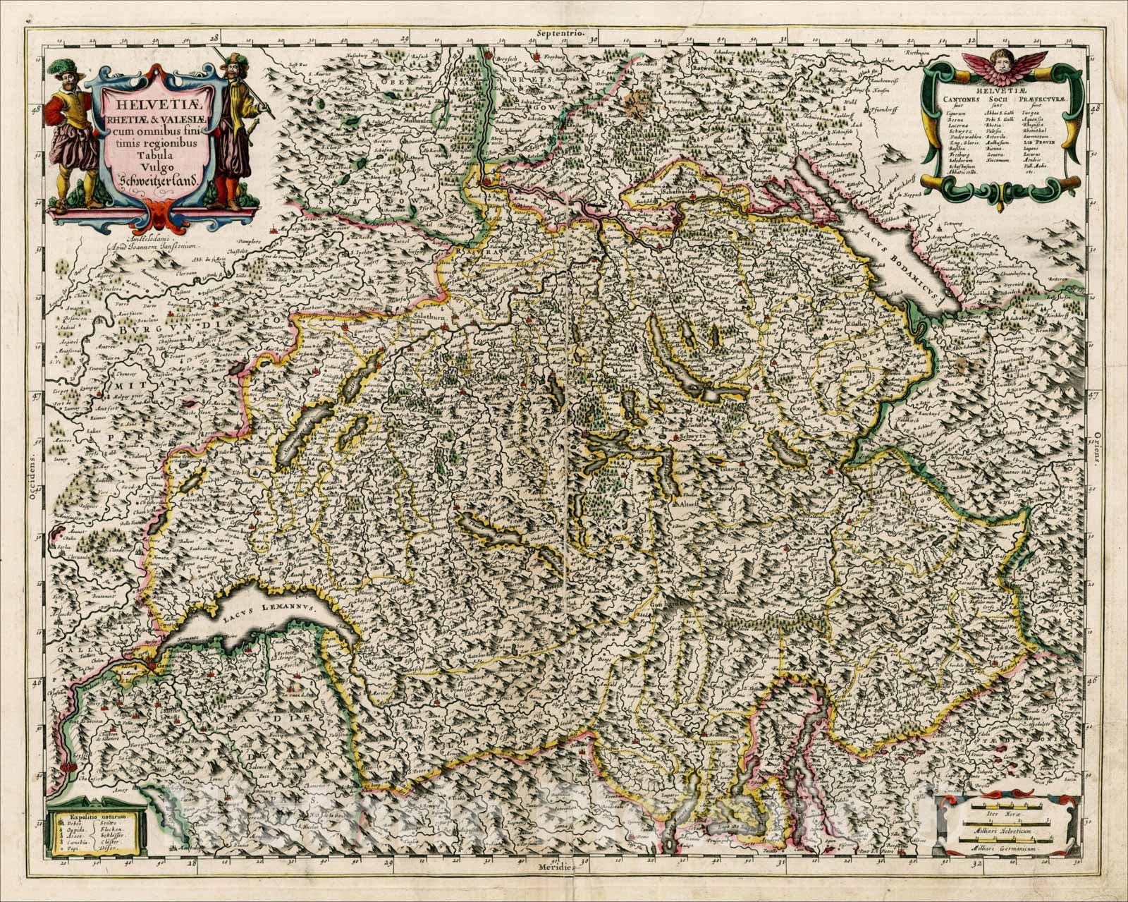 Historic Map : Helvetiae Rhetiae & Valesiae cum omnibus finitimis regionibus Tabula vulgo Schweitzeland, c1660, , Vintage Wall Art