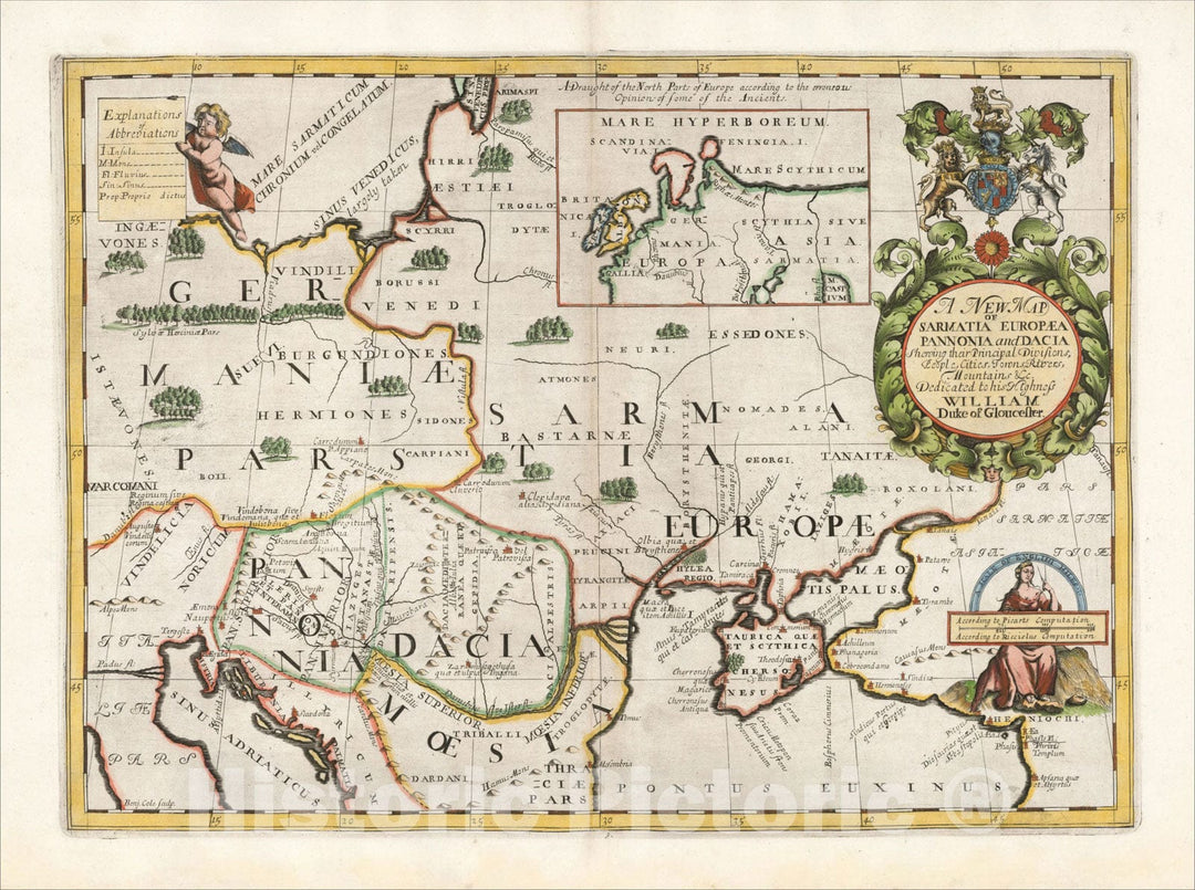 Historic Map : A New Map of Sarmatia Europaea Pannonia and Dacia, 1700, Edward Wells, Vintage Wall Art