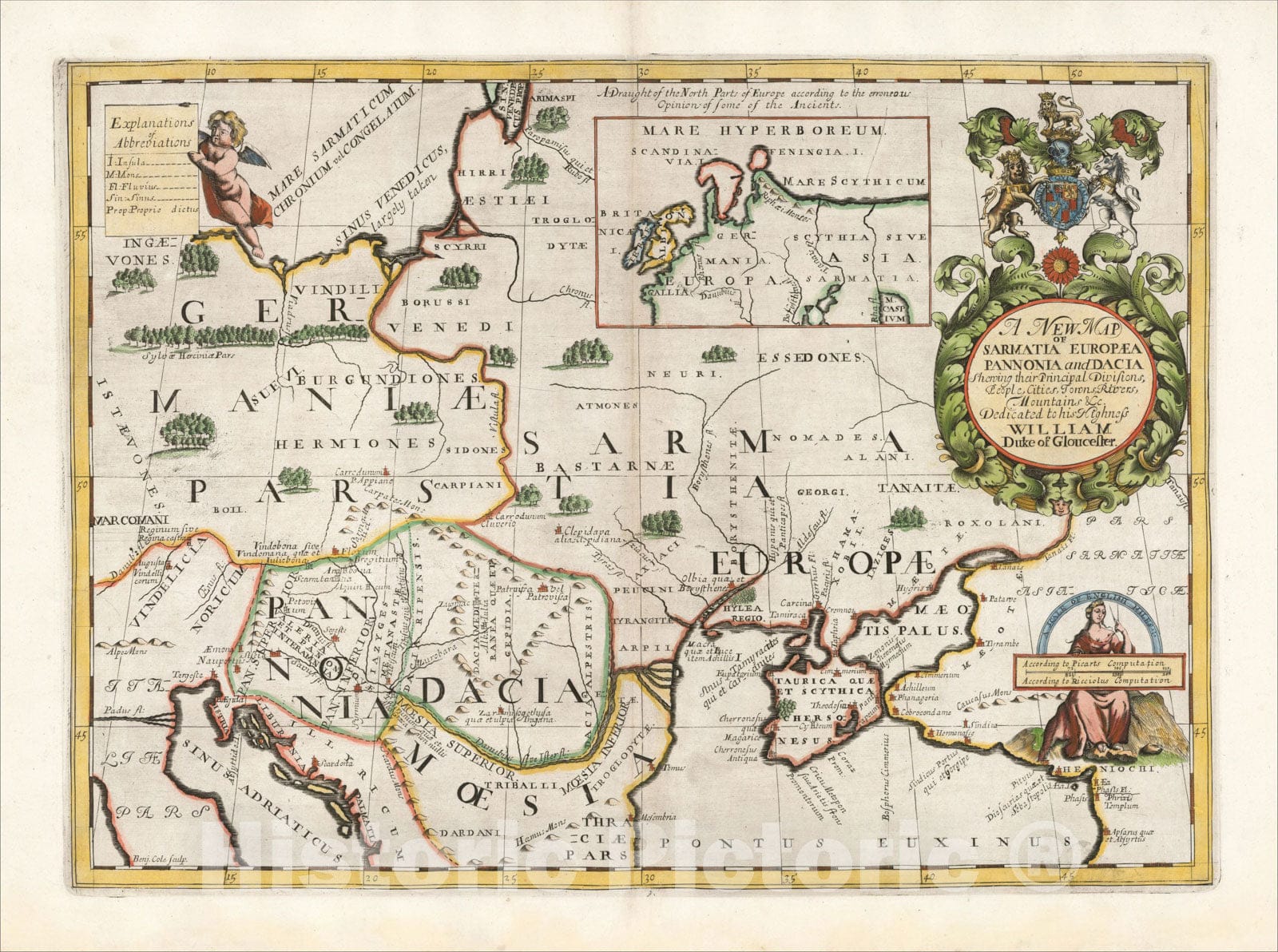 Historic Map : A New Map of Sarmatia Europaea Pannonia and Dacia, 1700, Edward Wells, Vintage Wall Art