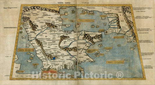Historic Map : Sexta Asiae Tabula (Arabia), 1478, Claudius Ptolemy, Vintage Wall Art