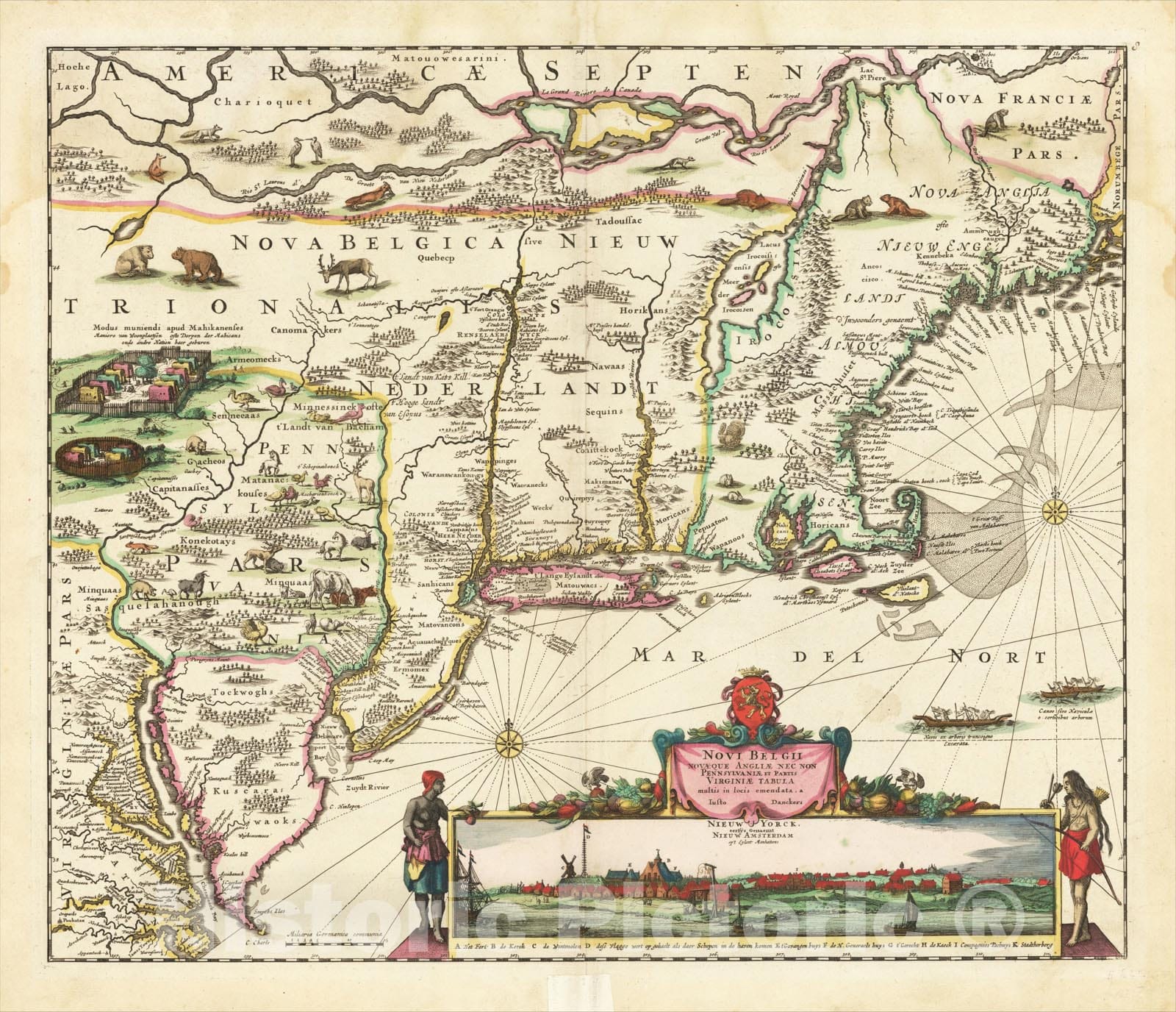 Historic Map : Novi Belgii Novaeque Angliae Nec Non Pennsylvaniae et Partis Virginiae Tabula multis in locis emendata, 1684, Justus Danckerts, Vintage Wall Art