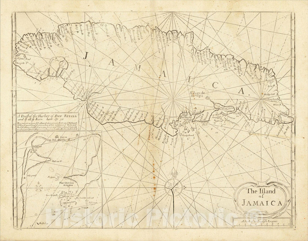 Historic Map : The Island of Jamaica, c1750, Mount & Page, Vintage Wall Art