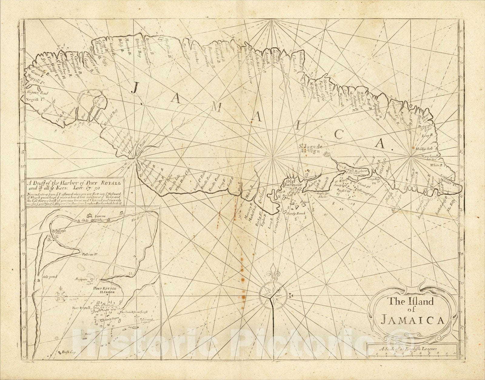 Historic Map : The Island of Jamaica, c1750, Mount & Page, Vintage Wall Art