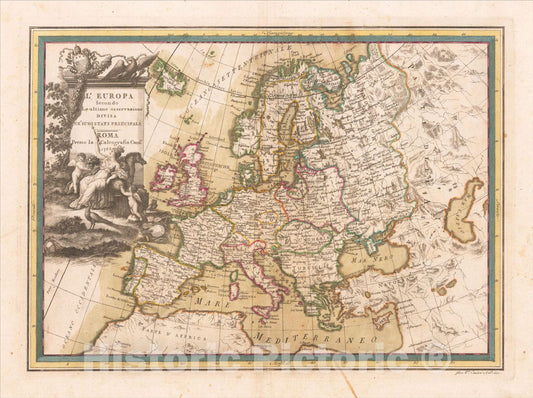 Historic Map : L'Europa Secondo Le ultime osservazioni Divisa Ne' Suoi Stati Principali, 1788, 1788, Cassini, Vintage Wall Art