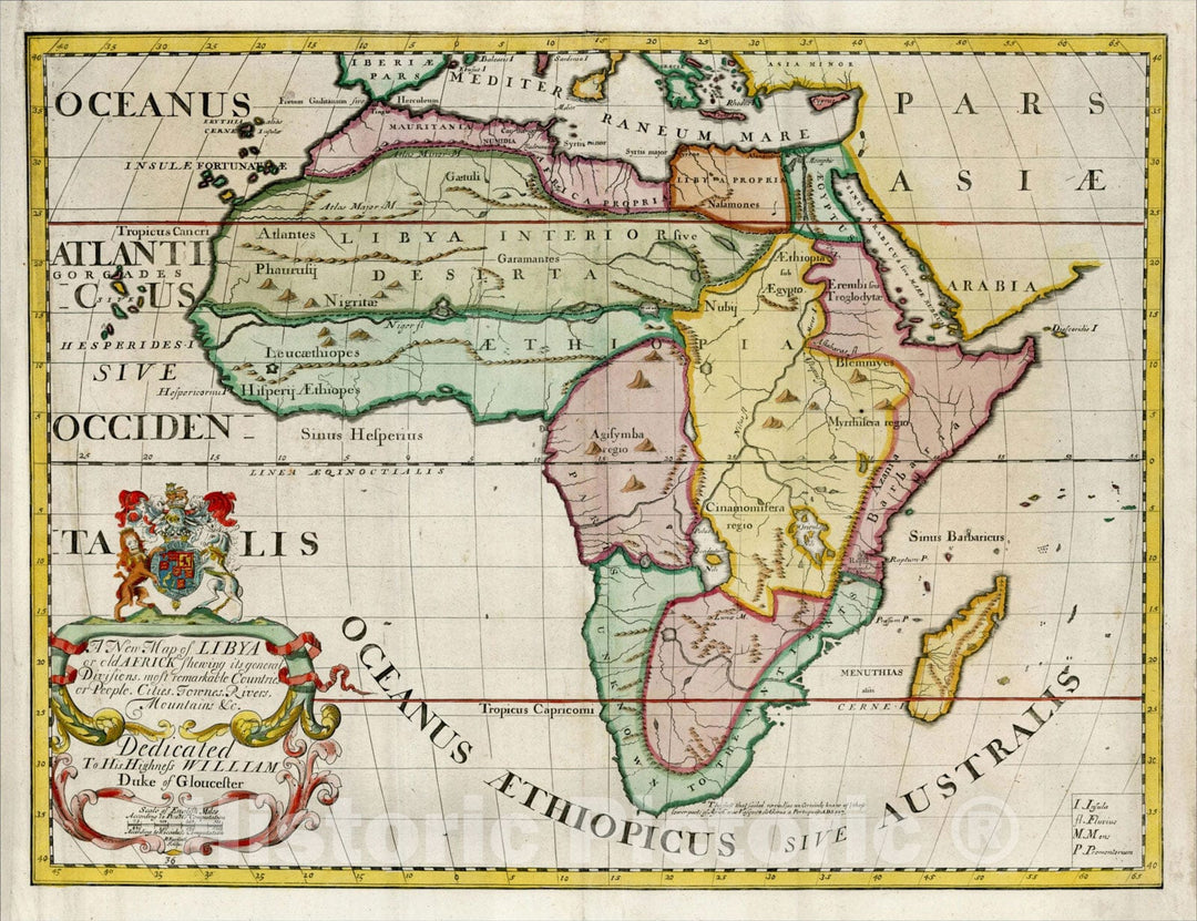 Historic Map : A New Map of Libya or old Africk Shewing it's General Divisions, most remarkable Countries or People, Cities, 1700, Edward Wells, Vintage Wall Art