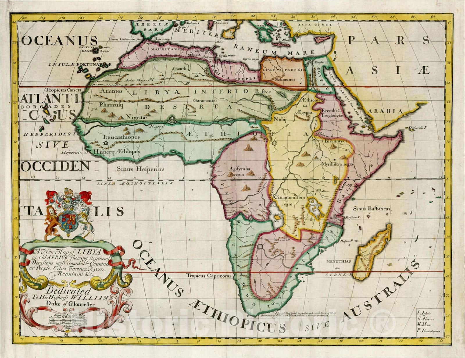 Historic Map : A New Map of Libya or old Africk Shewing it's General Divisions, most remarkable Countries or People, Cities, 1700, Edward Wells, Vintage Wall Art