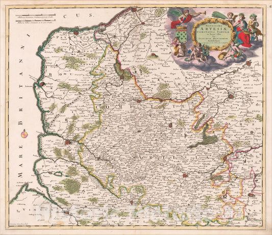 Historic Map : Novissima Artesiae Comitatus Tabula in lucem dicta, c1690, Justus Danckerts, Vintage Wall Art