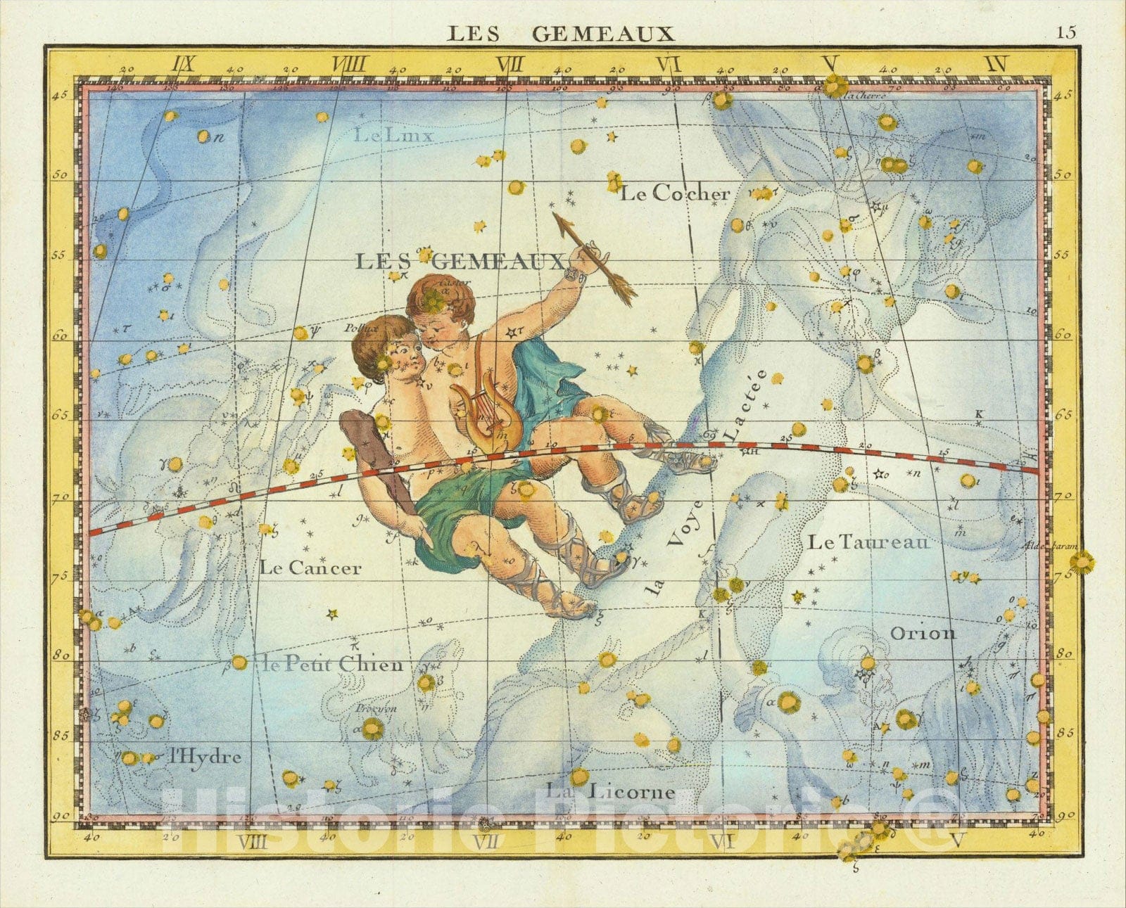 Historic Map : Les Gemeaux (Gemini), 1776, John Flamsteed, Vintage Wall Art