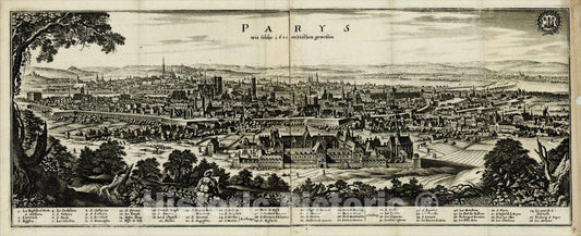 Historic Map : Parys, 1648, Matthaus Merian, Vintage Wall Art