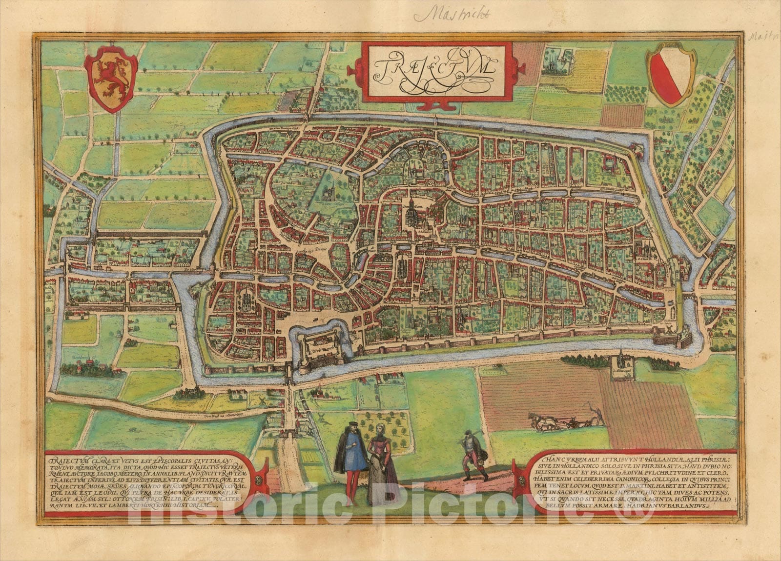 Historic Map : (Utrecht) Traiectum clara et vetus est Episcopalis Civitas, c1572, Georg Braun, Vintage Wall Art