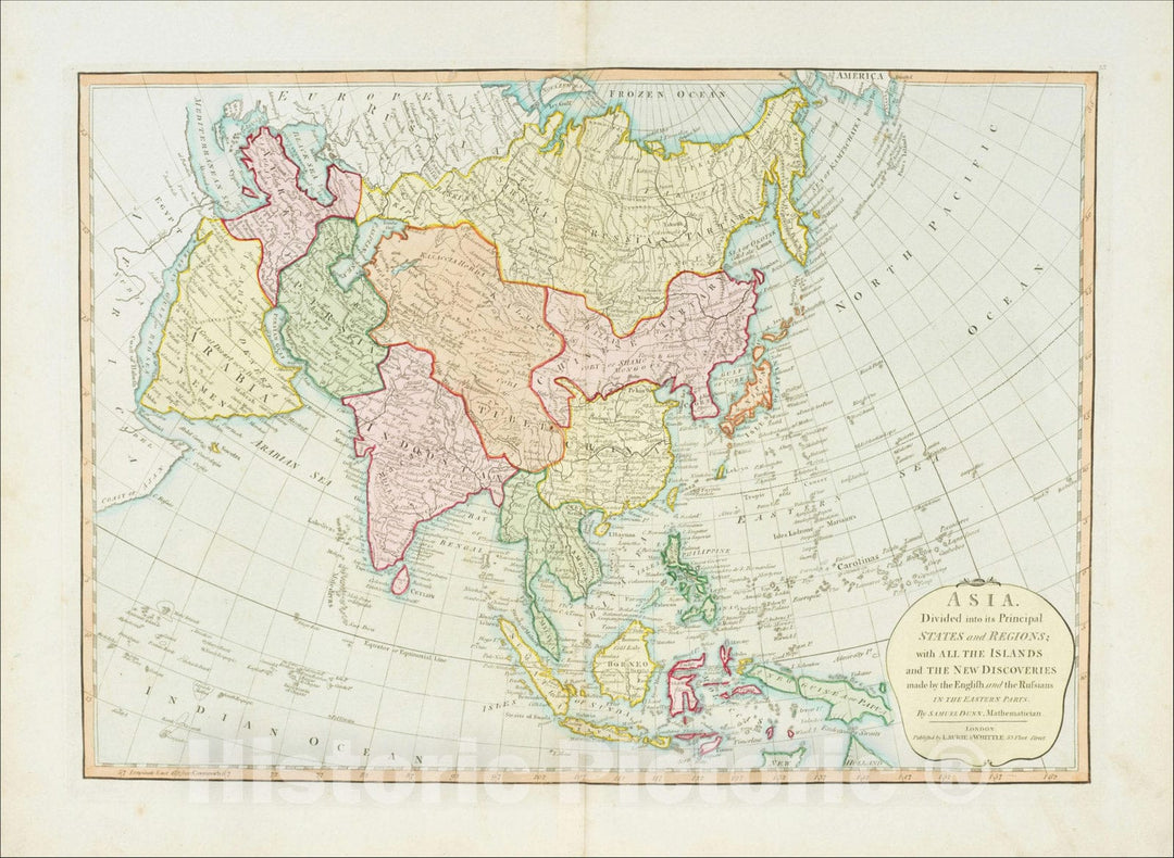 Historic Map : Asia. Divided into its Principal States and Region, c1794, James Whittle, Vintage Wall Art