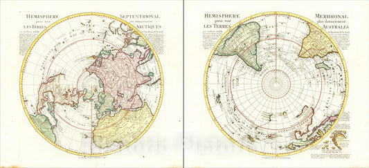 Historic Map : Hemisphere Meridional pour voir plus distinctement Les Terres Australes par Guillaume De L'Isle Onse, 1740, Reiner & Joshua Ottens, Vintage Wall Art