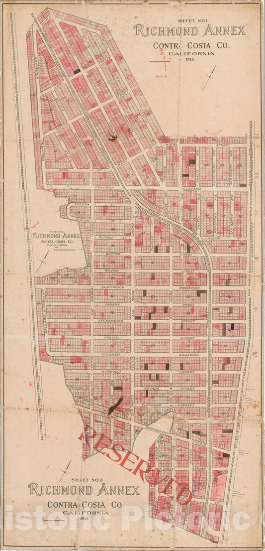Historic Map : Richmond Annex Contra Costa Co. California 1912., 1912, Anonymous, Vintage Wall Art