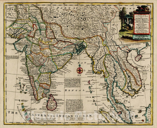 Historic Map : A New and Accurate Map of the Empire of the Great Mogul, together with India on both sides of the Ganges, and the adjacent Countries?, 1744, Vintage Wall Art
