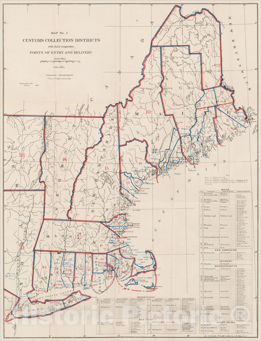 Historic Map : Map No, 1883, United States Treasury Department, Vintage Wall Art