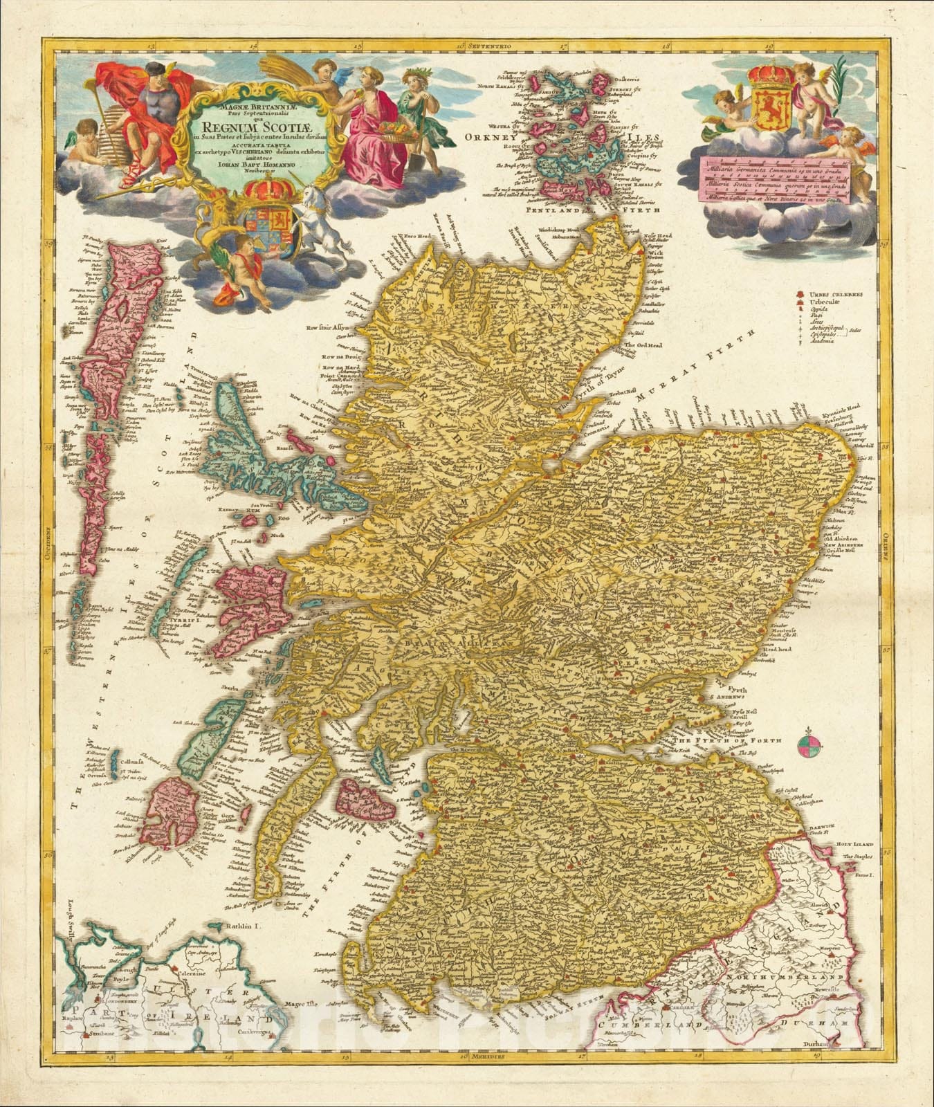 Historic Map : Magnae Britanniae Pars Septentrionalis qua Regnum Scotiae?, c1710, Johann Baptist Homann, Vintage Wall Art