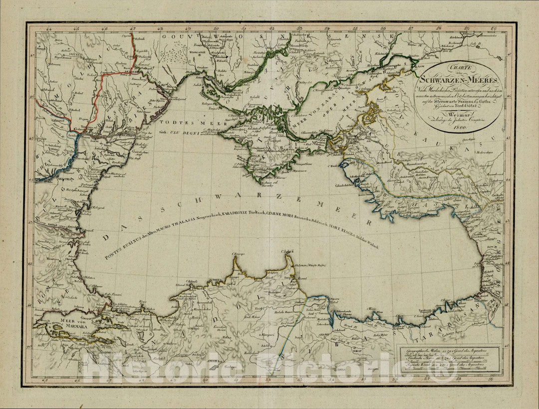 Historic Map : Charte des Schwarzen-Meeres Nach Murdochischer Projection, 18, 1800, Land Industrie Comptoirs, Vintage Wall Art