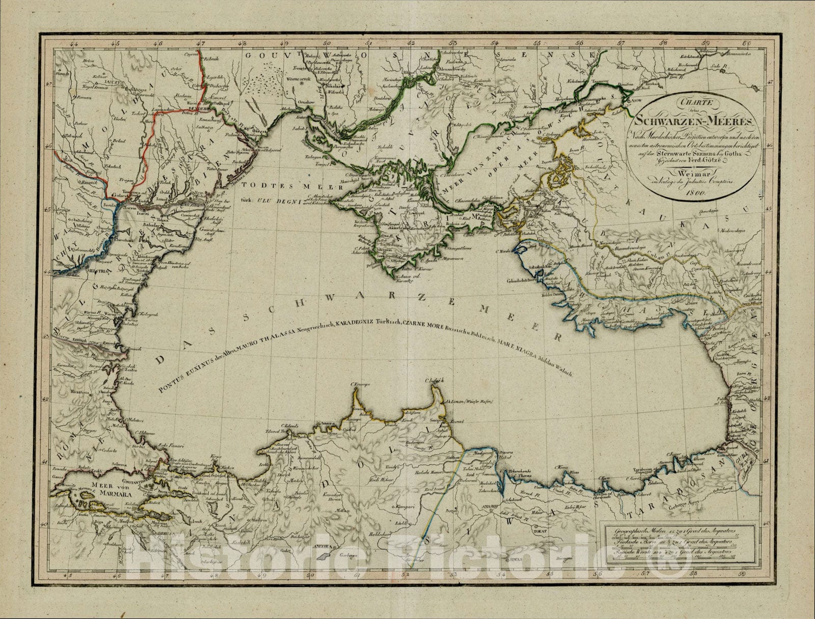 Historic Map : Charte des Schwarzen-Meeres Nach Murdochischer Projection, 18, 1800, Land Industrie Comptoirs, Vintage Wall Art