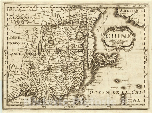 Historic Map : Chine, c1700, Martineau du Plessis, Vintage Wall Art