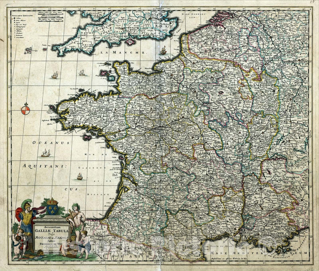 Historic Map : Accuratissima Galliae Tabula Vulgo Royaume De France, c1688, Vintage Wall Art