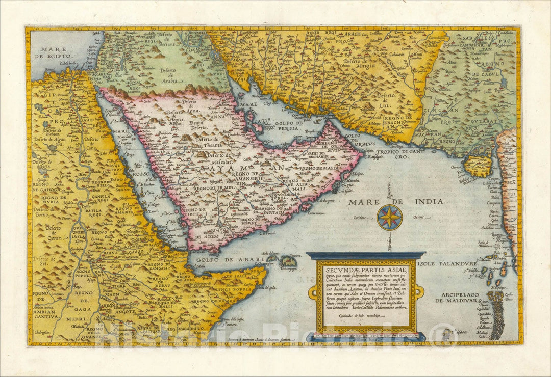 Historic Map : Secundae Partis Asiae, 1593, Cornelis de Jode, Vintage Wall Art