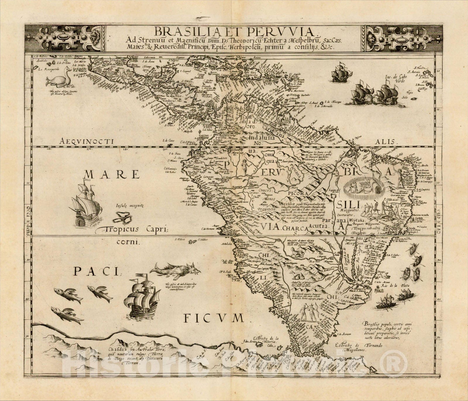 Historic Map - Brasilia et Peruvia, 1593, Cornelis de Jode v2