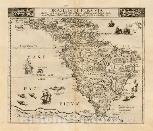 Historic Map - Brasilia et Peruvia, 1593, Cornelis de Jode v2