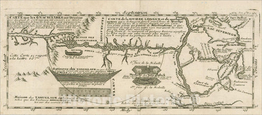 Historic Map : Carte que les Gnacsitares ont Dessine sur, Carte de la Riviere Longue le Grand Fleuve Missisipi, 1703, v2, Vintage Wall Art