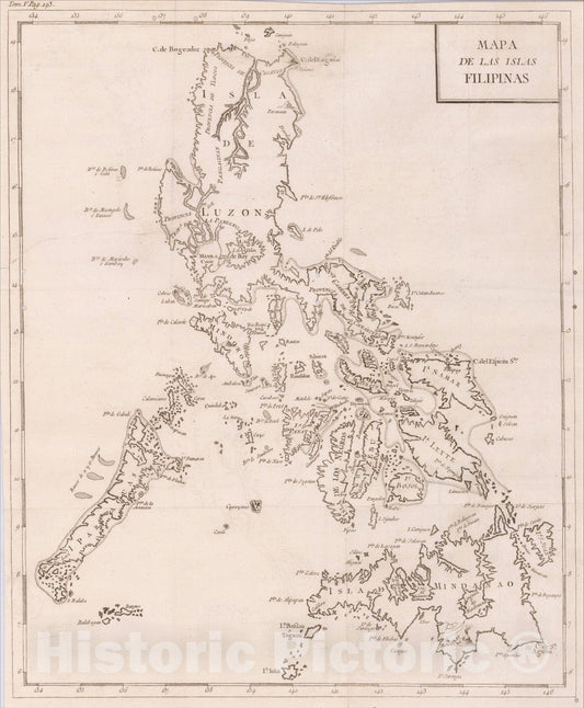 Historic Map : Mapa de Las Islas Filipinas, 1790, Pedro de Gongora y Lujan, Duque de Almodovar, Vintage Wall Art