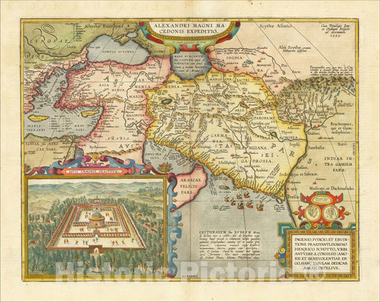 Historic Map : Alexandri Magni Macedonis Expeditio, 1624, Abraham Ortelius, Vintage Wall Art