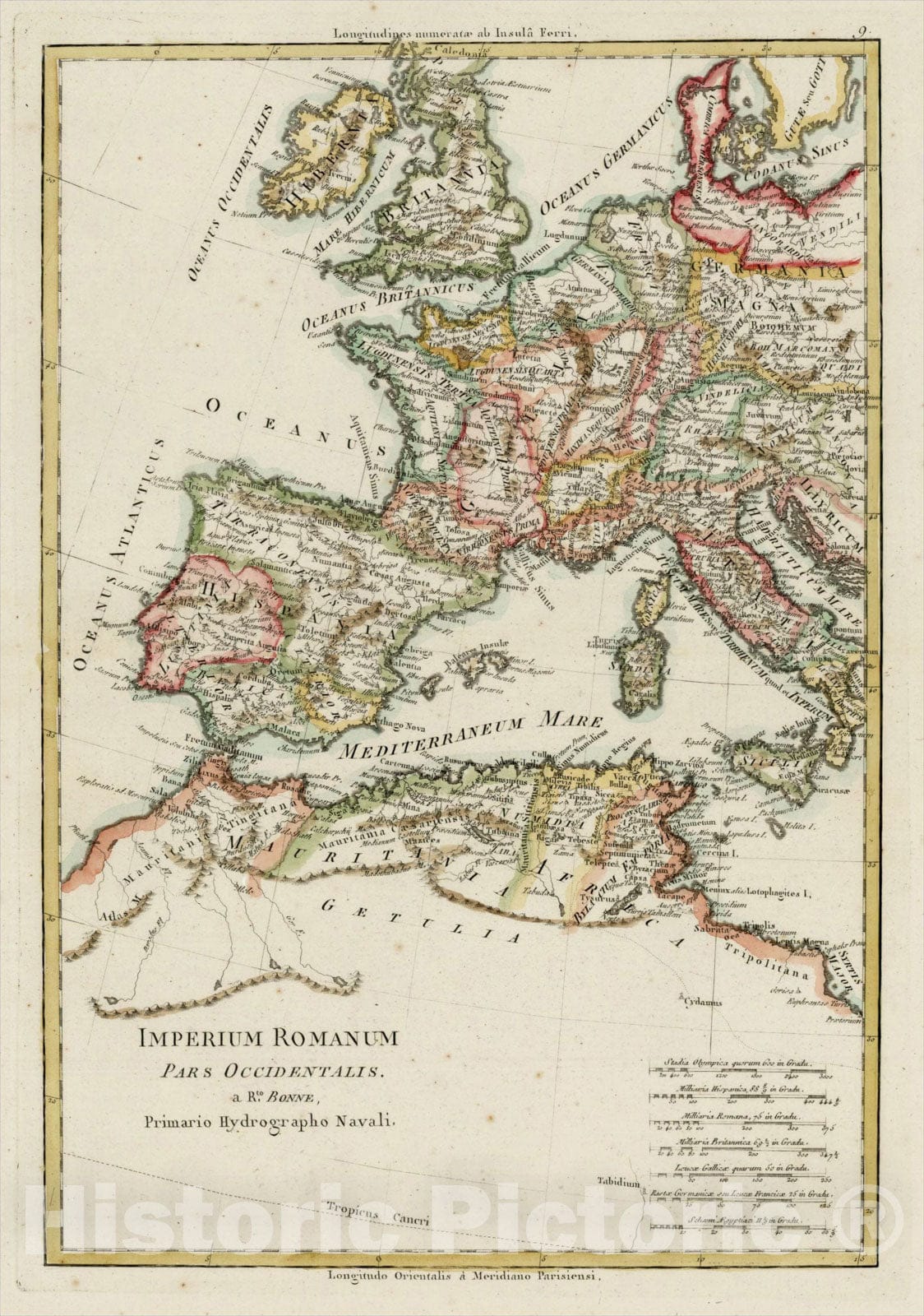 Historic Map : Imperium Romanum Pars Occidentalis, 1787, Rigobert Bonne, Vintage Wall Art
