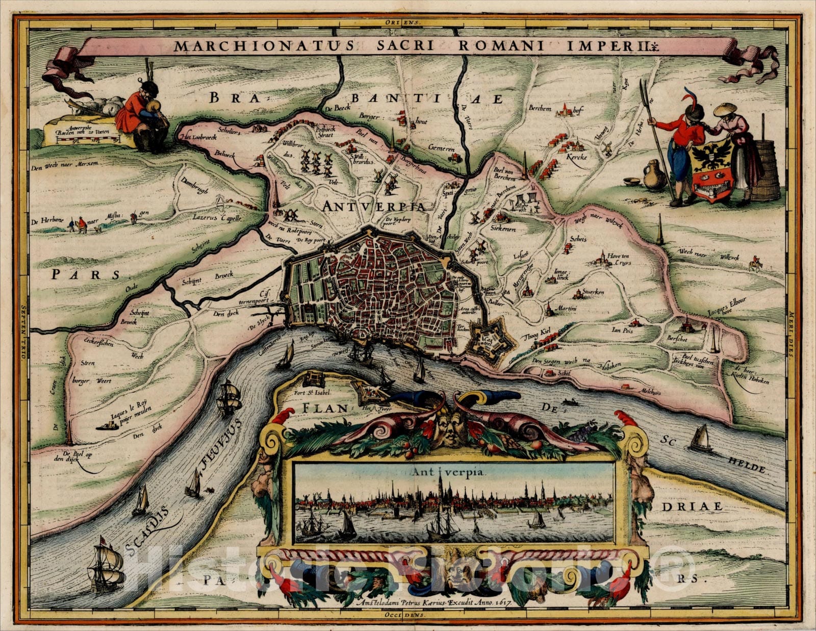Historic Map : Marchionatus Sacri Romani Imperii, 1617, Pieter van den Keere, Vintage Wall Art
