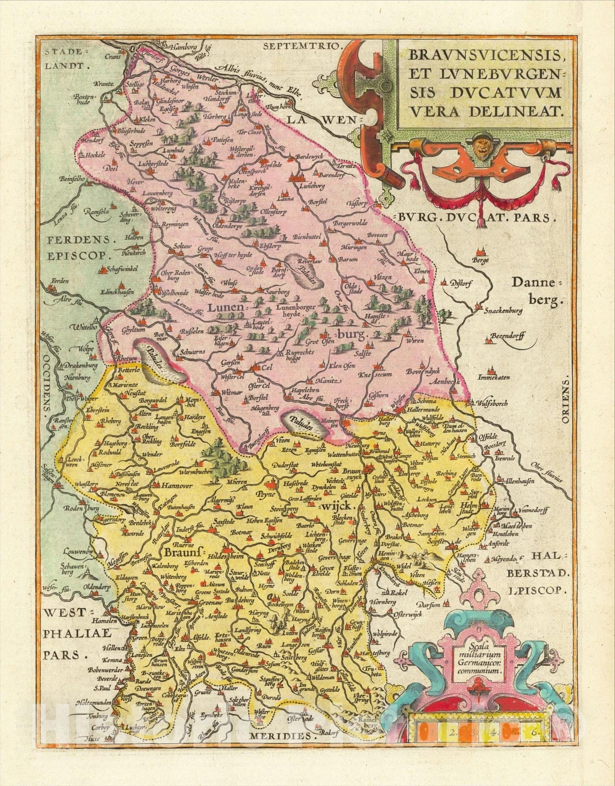 Historic Map : Braunsviceensis et Luneburgensis Ducatuum Vera Delineat., 1598, Abraham Ortelius, Vintage Wall Art