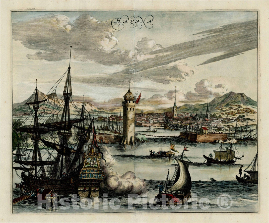 Historic Map : Havana, 0, John Ogilby, Vintage Wall Art