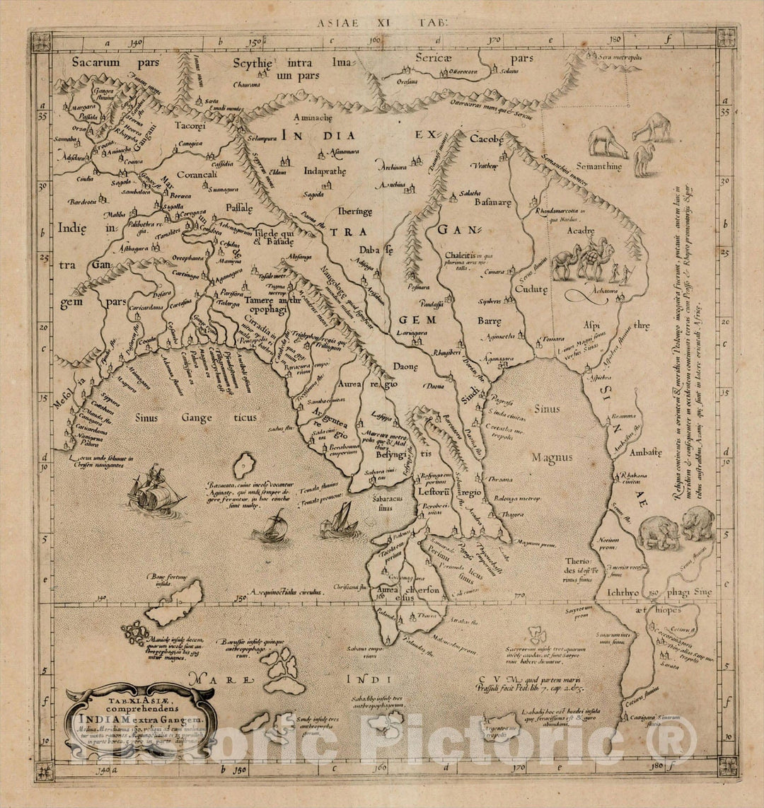 Historic Map : Asiae XI Tab., c1595, Gerard Mercator, Vintage Wall Art