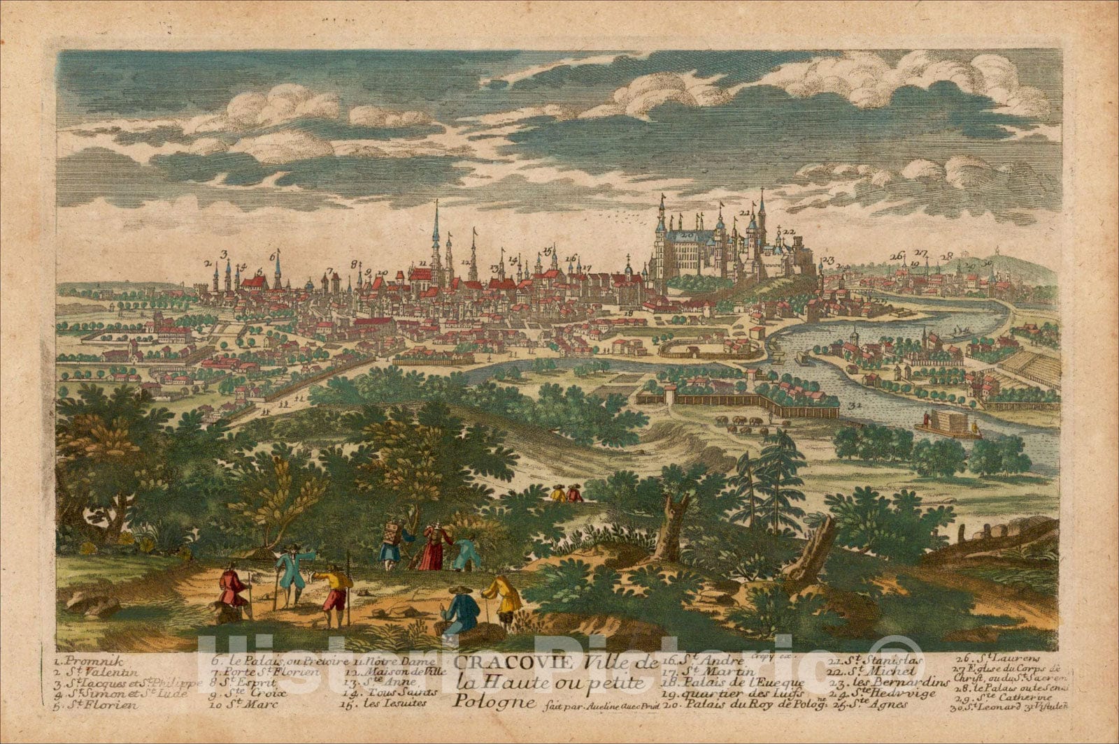 Historic Map : Cracovie Ville de la Haute ou petite Pologne, c1692, Pierre Alexander Aveline, Vintage Wall Art