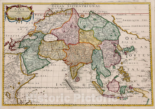 Historic Map : Asie, 1650 [with unusual depiction of the West Coast of North America and the Island of Corey], 1650, , Vintage Wall Art