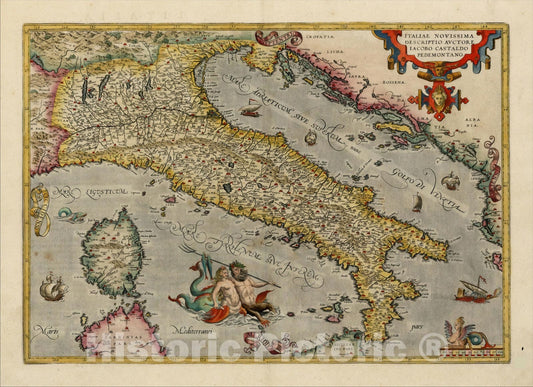 Historic Map : Italiae Novissima Descriptio Auctore Jacobo Cataldo Pedemontano, 1608, , Vintage Wall Art