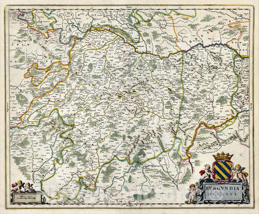 Historic Map : Burgundia Ducatus, c1688, Willem Janszoon Blaeu, Vintage Wall Art