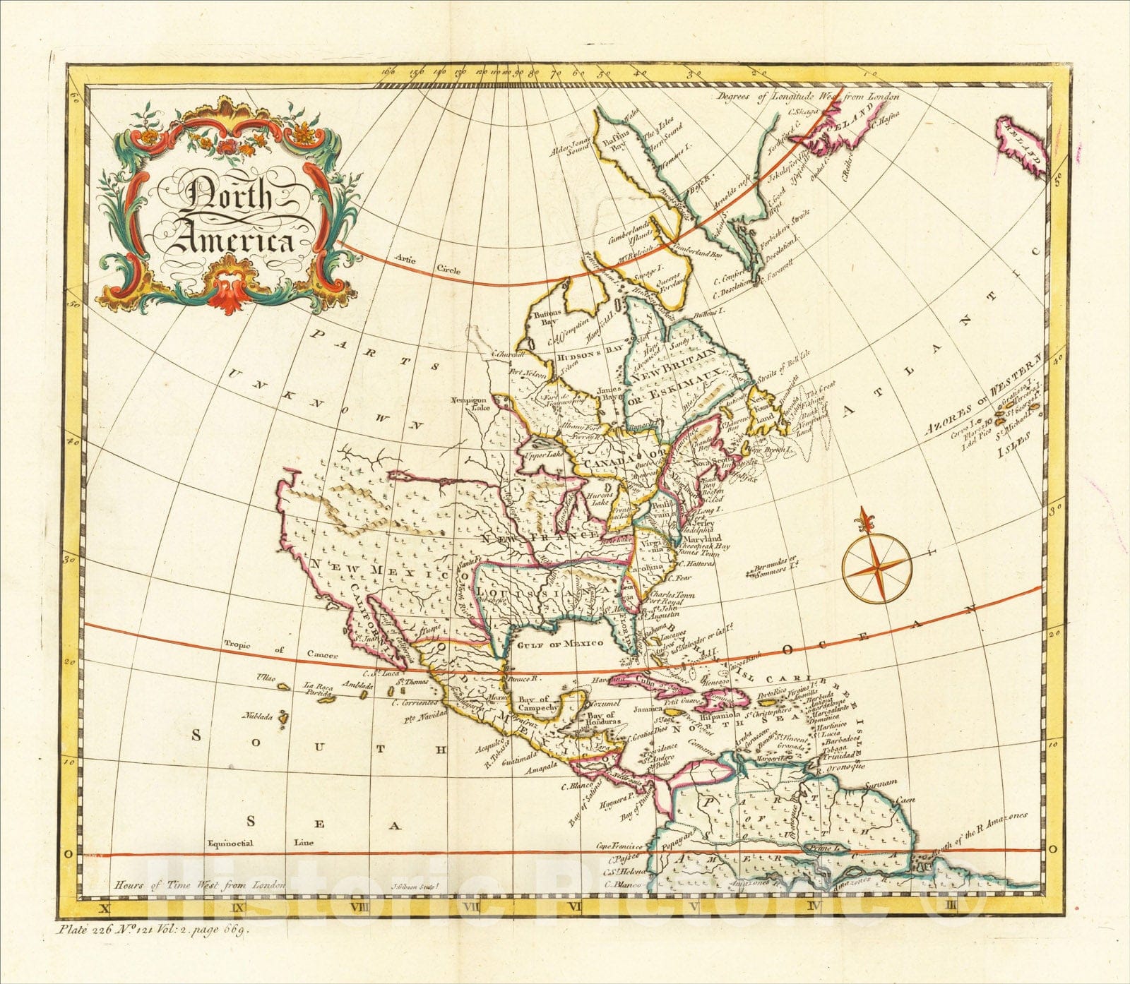 Historic Map : North America, 1760, John Gibson, Vintage Wall Art