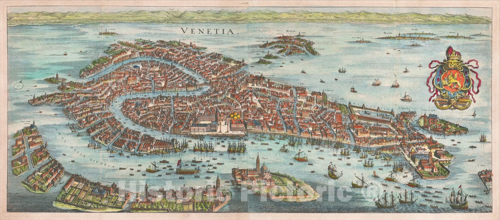 Historic Map : Venetia, 1636, Matthaus Merian, v1, Vintage Wall Art