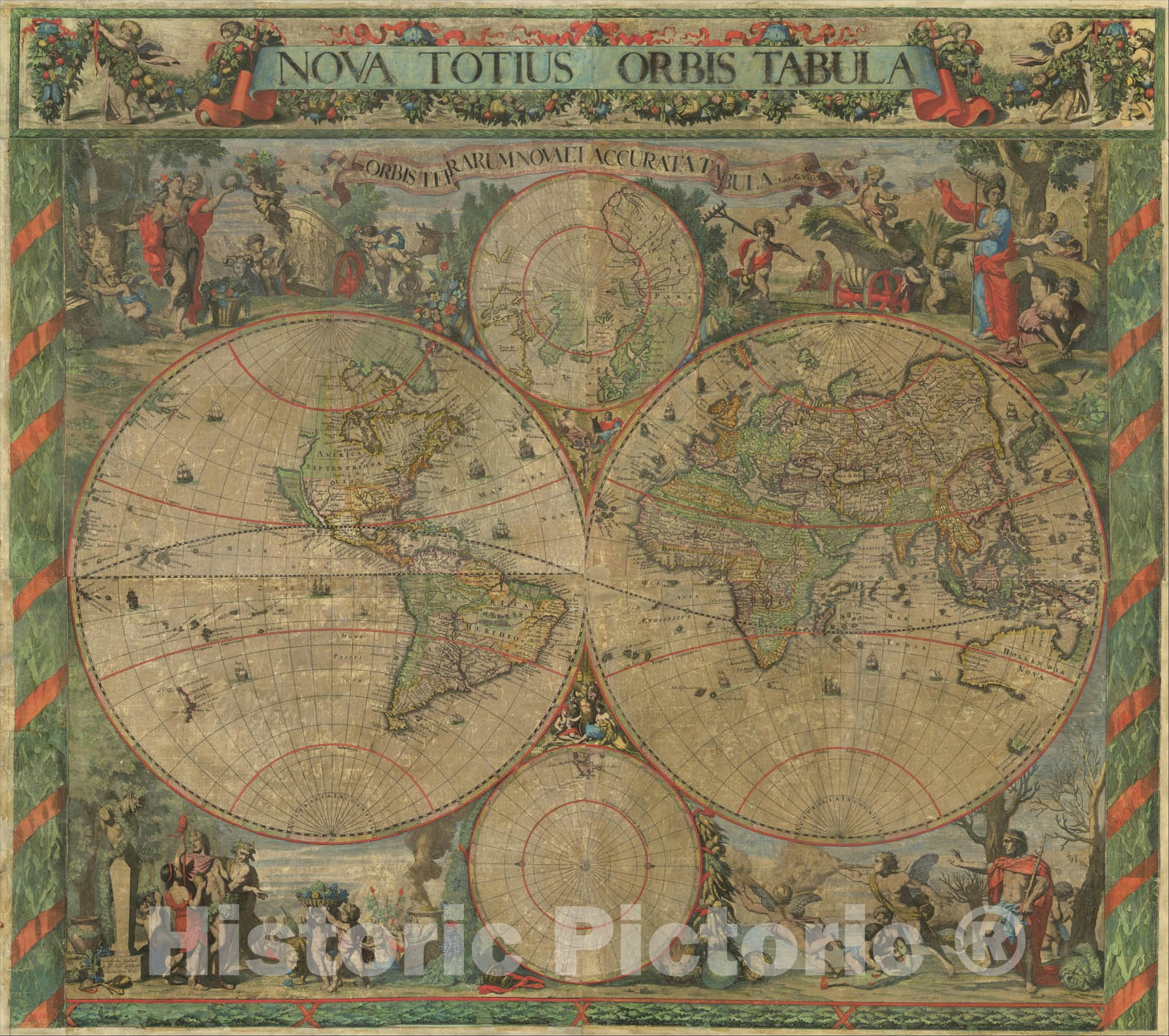 Historic Map : [Wall Map] Nova Totius Orbis Tabula, Orbis Terrarum Nova et Accurata Tabula. Auct. G. Valck., c1690, , Vintage Wall Art