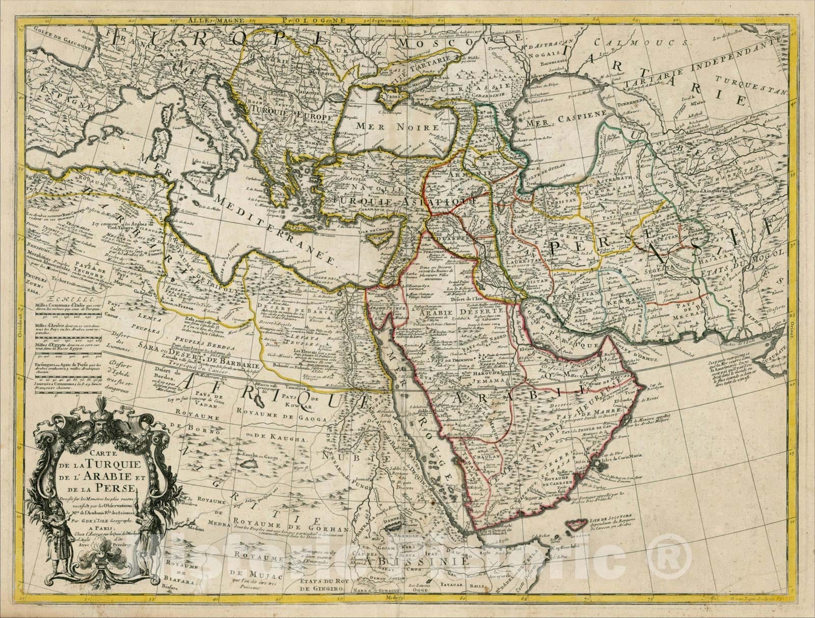 Historic Map : Carte De La Turquie De L'Arabie et De La Perse, 171, 1701, Guillaume De L'Isle, Vintage Wall Art